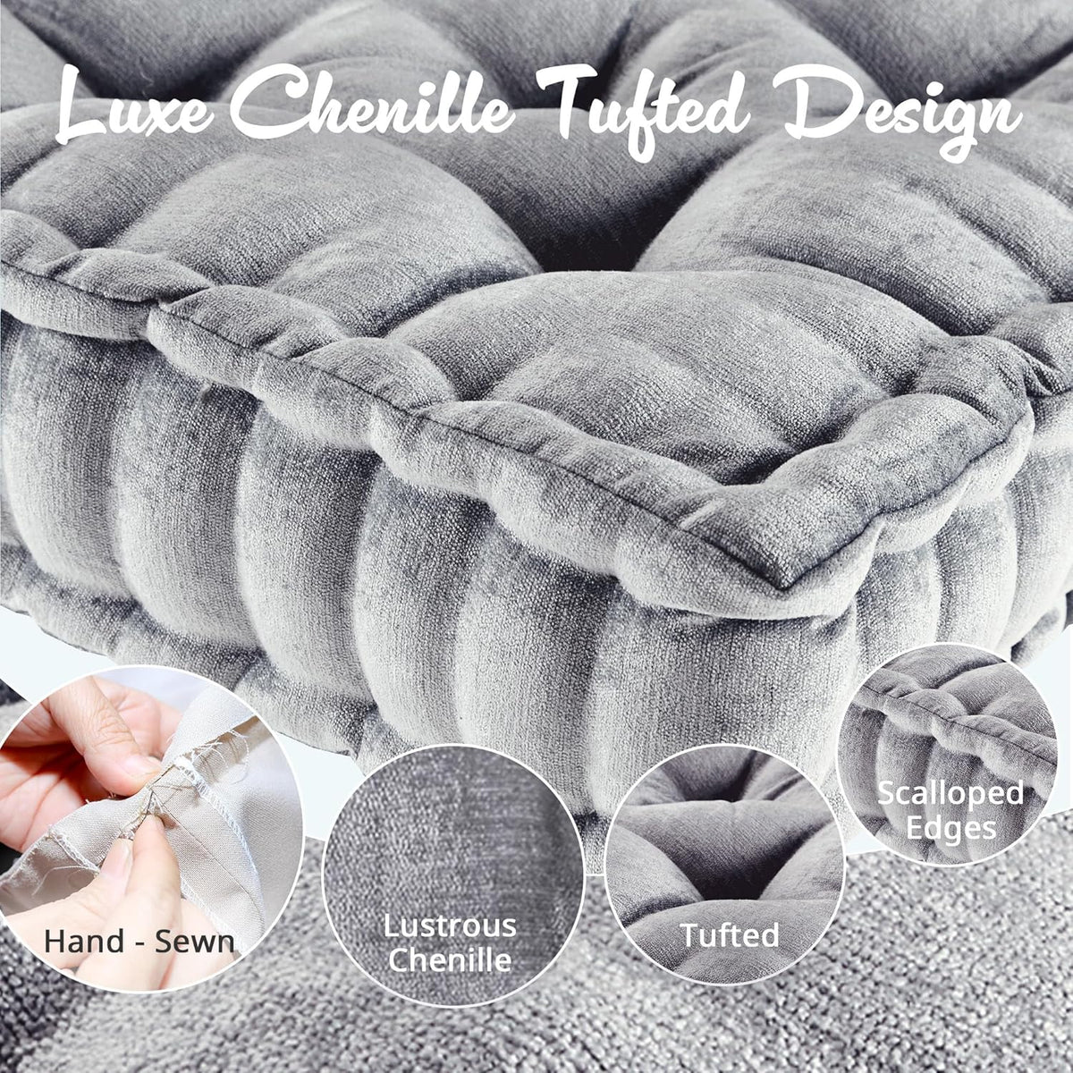 ZenComfort - Coussin de Sol en Chenille Moelleux