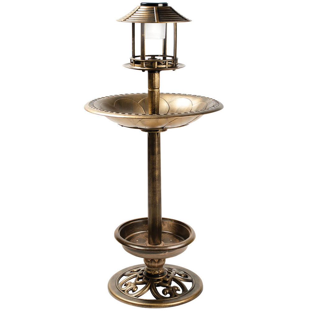 Bain d'oiseaux solaire 4 en 1, mangeoire et jardinière