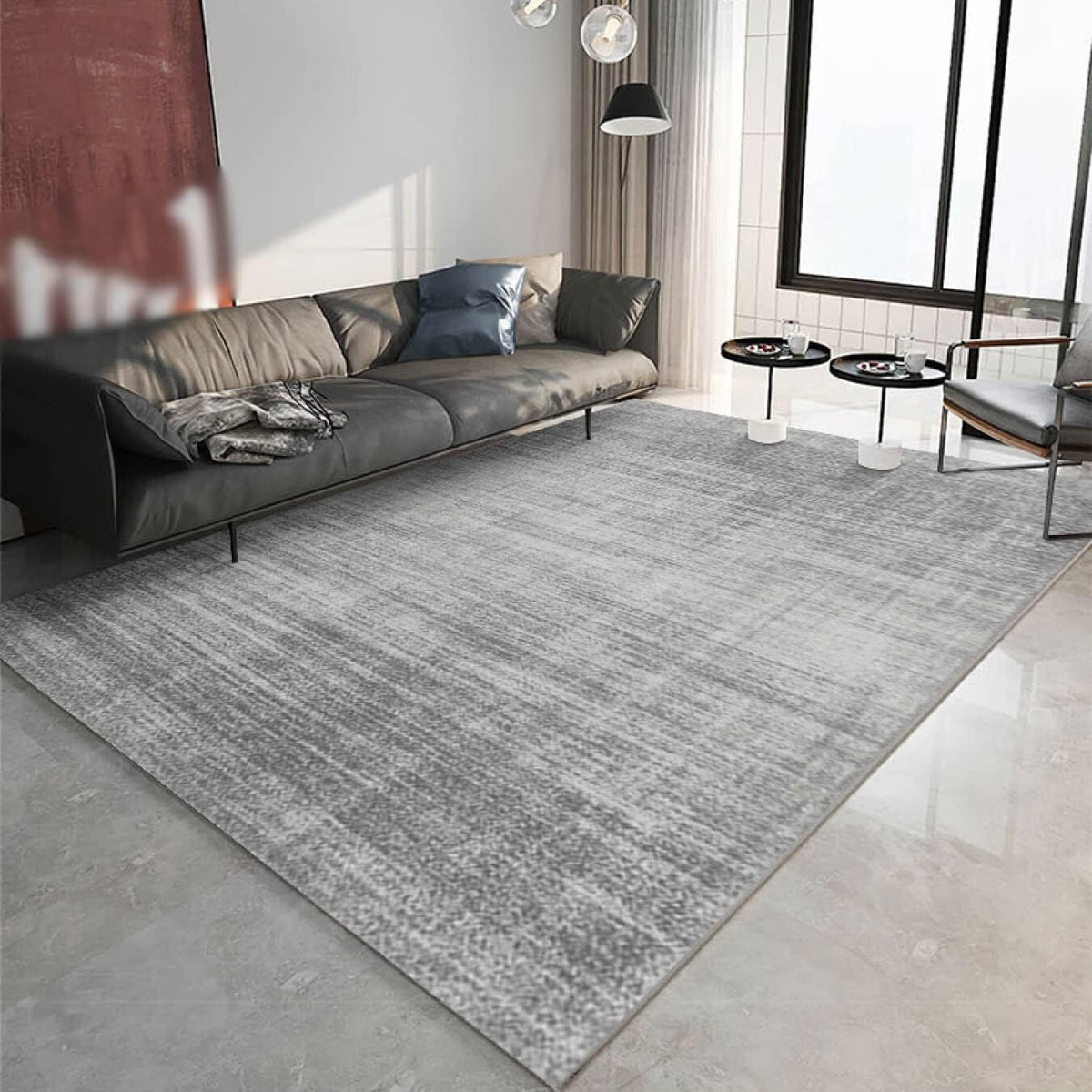 Tapis XXL gris chiné effet laine, 400 x 200 cm