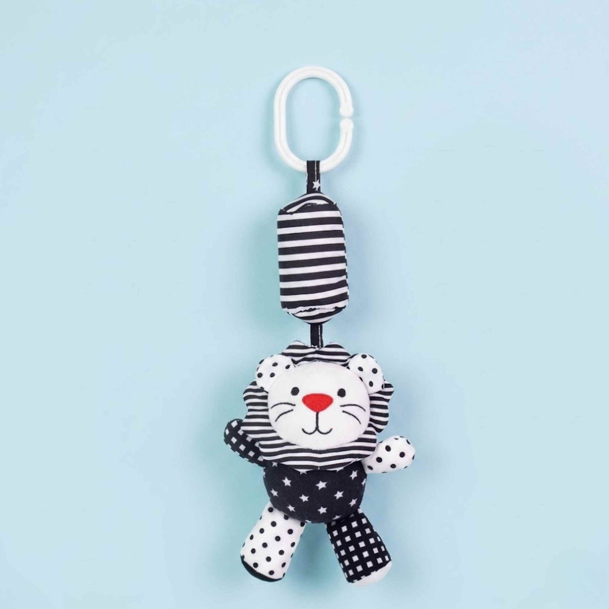 Hochet à suspendre en peluche noir et blanc