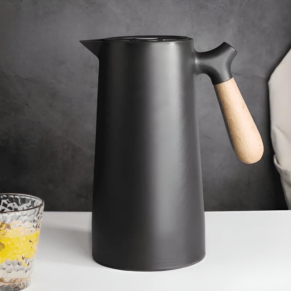 Carafe isotherme 1 L en inox avec poignée en bois