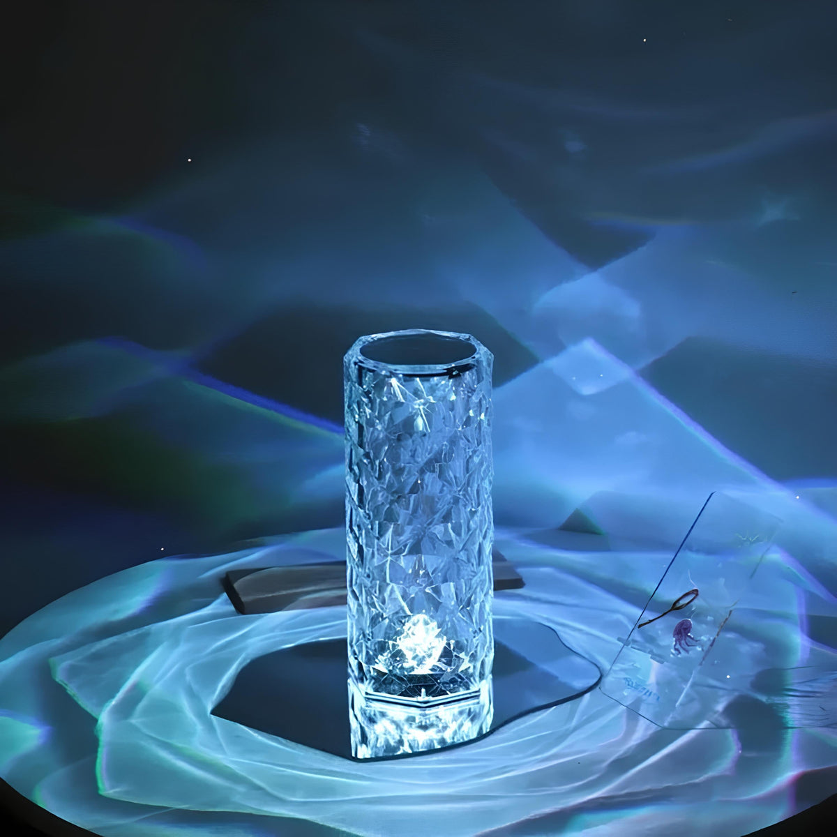 Lampe de table effet cristal, 16 couleurs, rechargeable