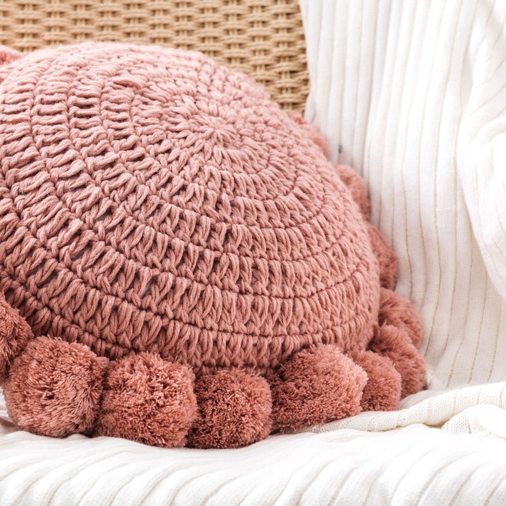 CozyCushion - Coussin Rond Décoratif en Maille
