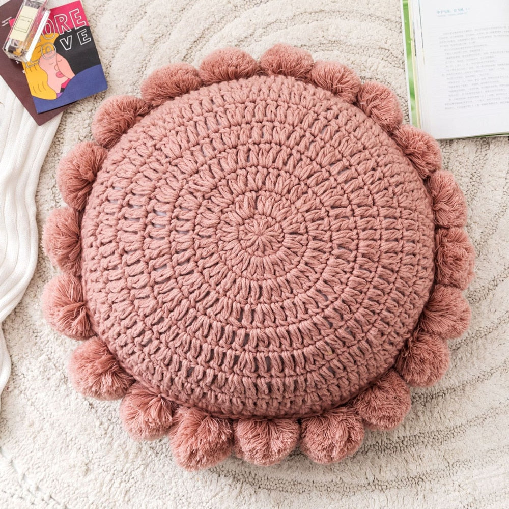 CozyCushion - Coussin Rond Décoratif en Maille