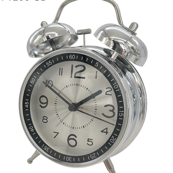 Réveil rétro à cloches en métal, pile AA