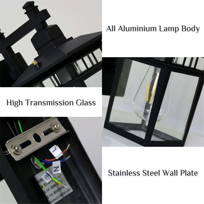 Applique Extérieure en Aluminium Noir avec Abat-Jour en Verre | Éclairage Élégant et Durable pour Espaces Extérieurs 4