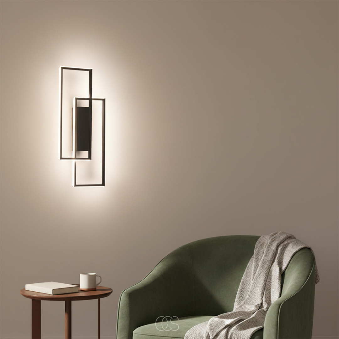 Applique Murale Design Géométrique en Aluminium Noir | Éclairage Moderne et Apaisant pour Chambre et Salon 3