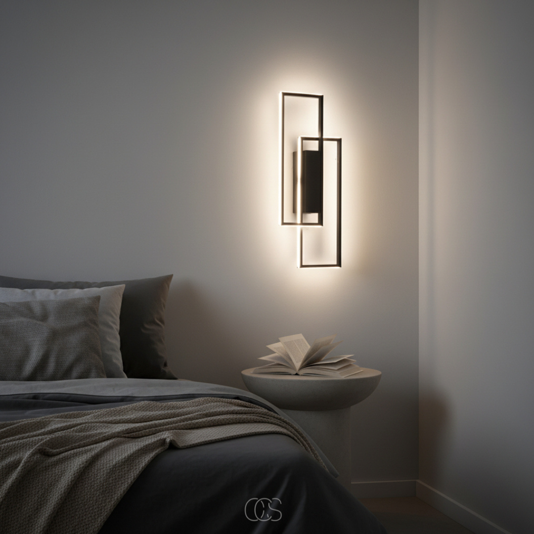 Applique Murale Design Géométrique en Aluminium Noir | Éclairage Moderne et Apaisant pour Chambre et Salon 5