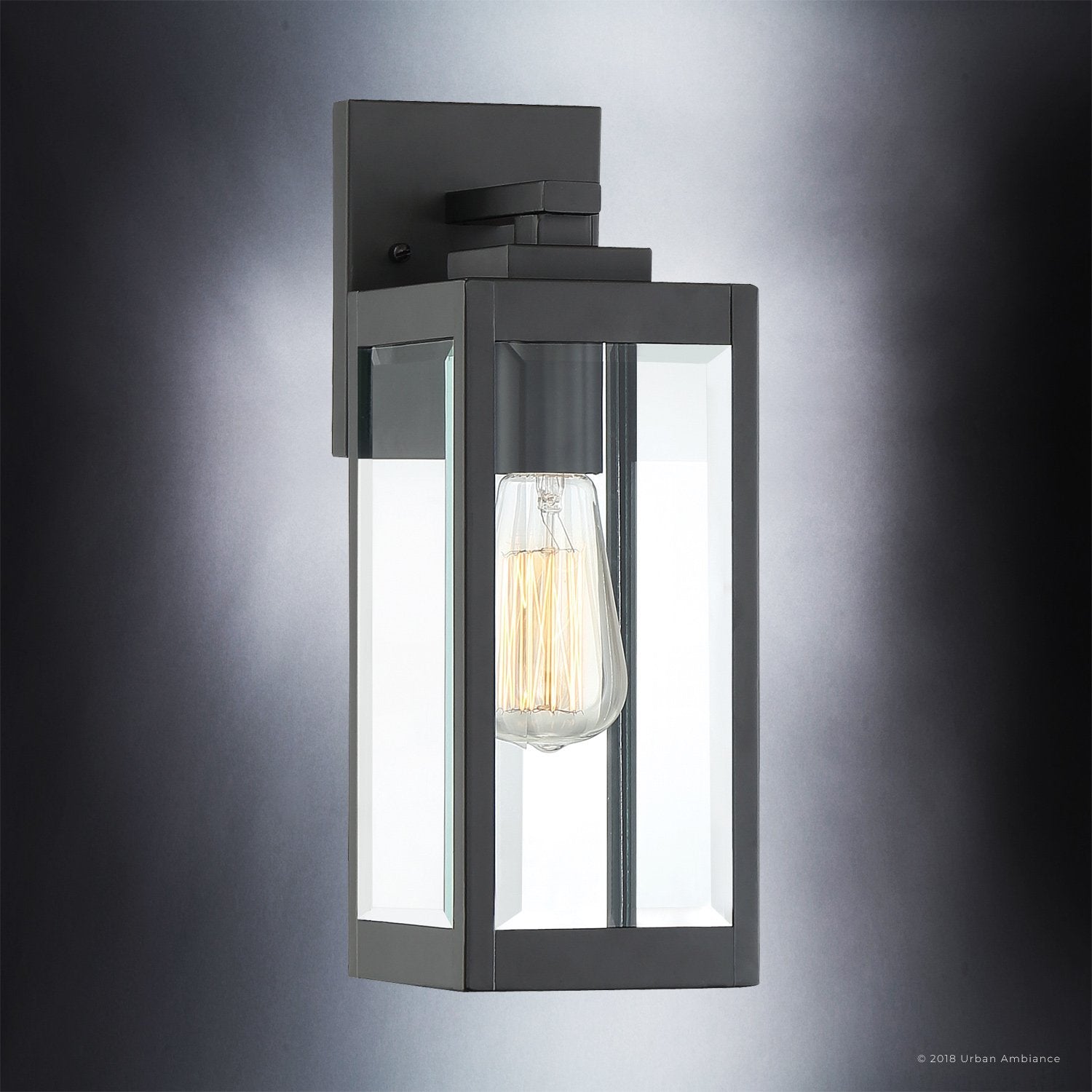 Applique Murale Extérieur en Acier Noir et Verre Biseauté | Design Élégant et Résistant aux Intempéries pour une Lumière Accueillante 2