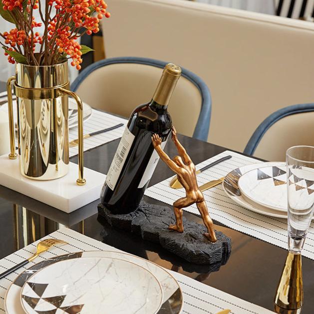 Tilted Wine Bottle Holder with Bronze Finish