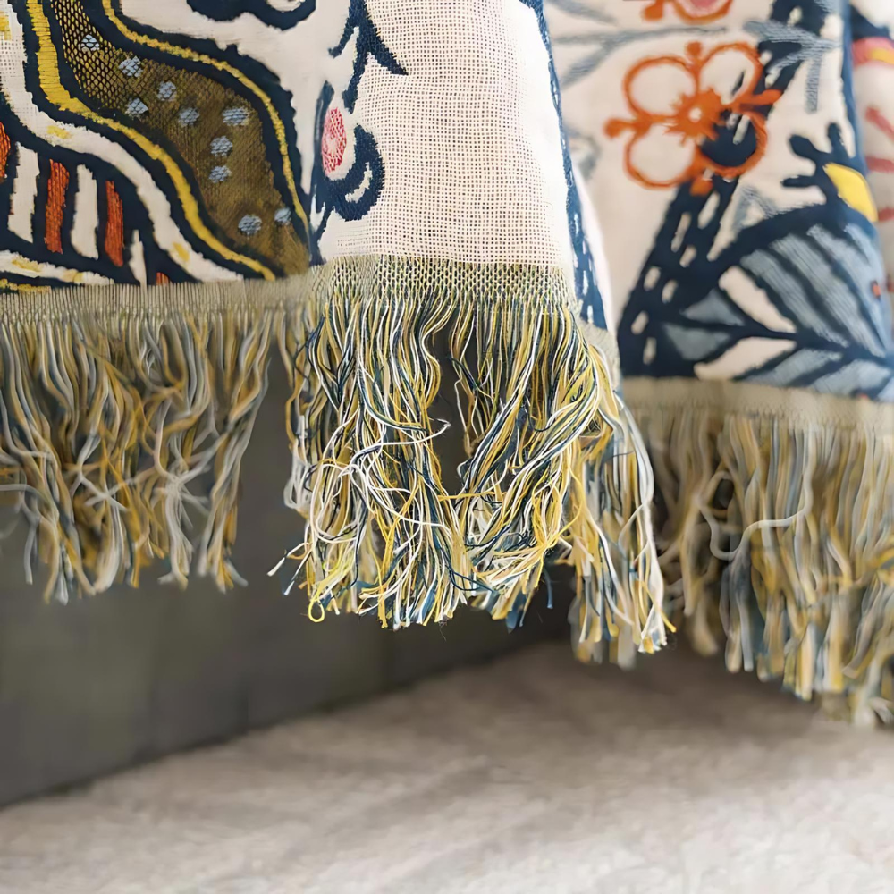 Artistic Flora Jacquard Blanket - 100% Cotton Throw