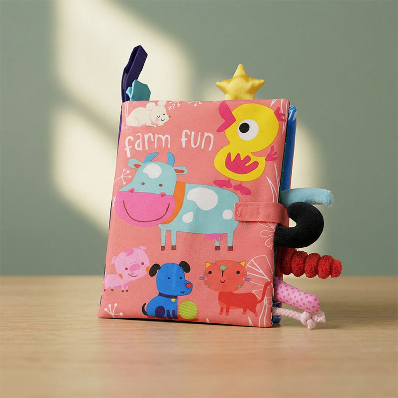 Livre sensoriel en tissu pour bébé, 4 thèmes