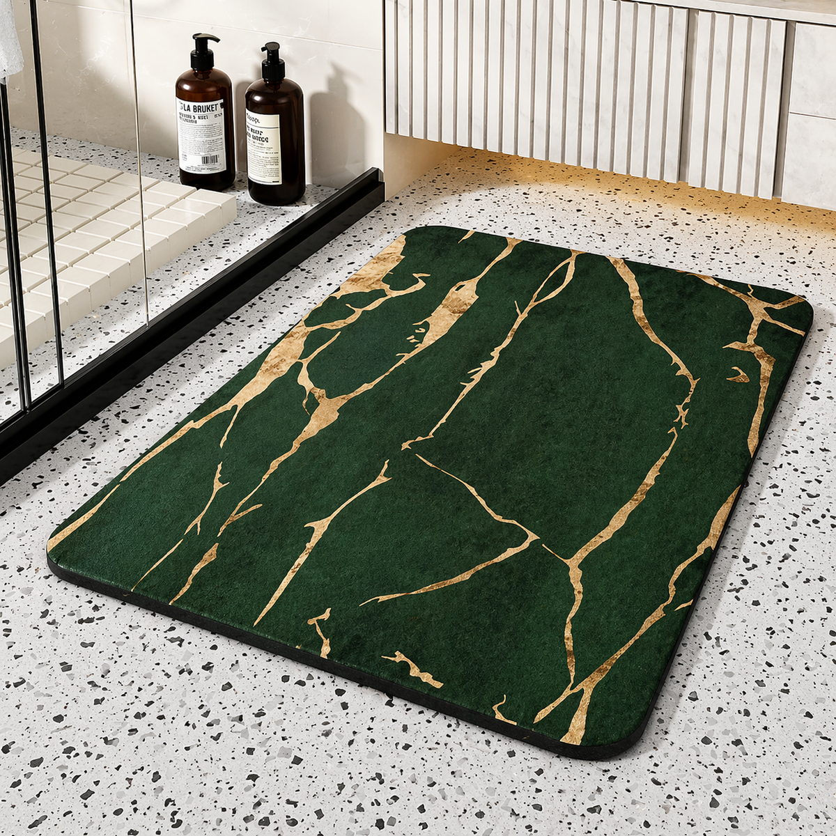 Diatom Stone Bath Mat with Marble Look