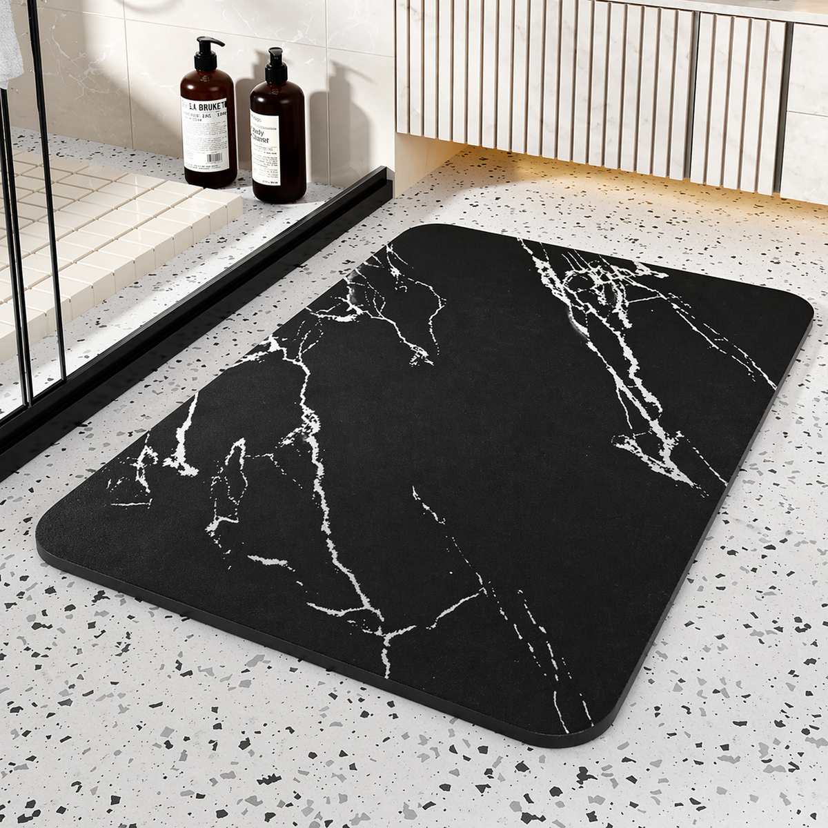 Diatom Stone Bath Mat with Marble Look