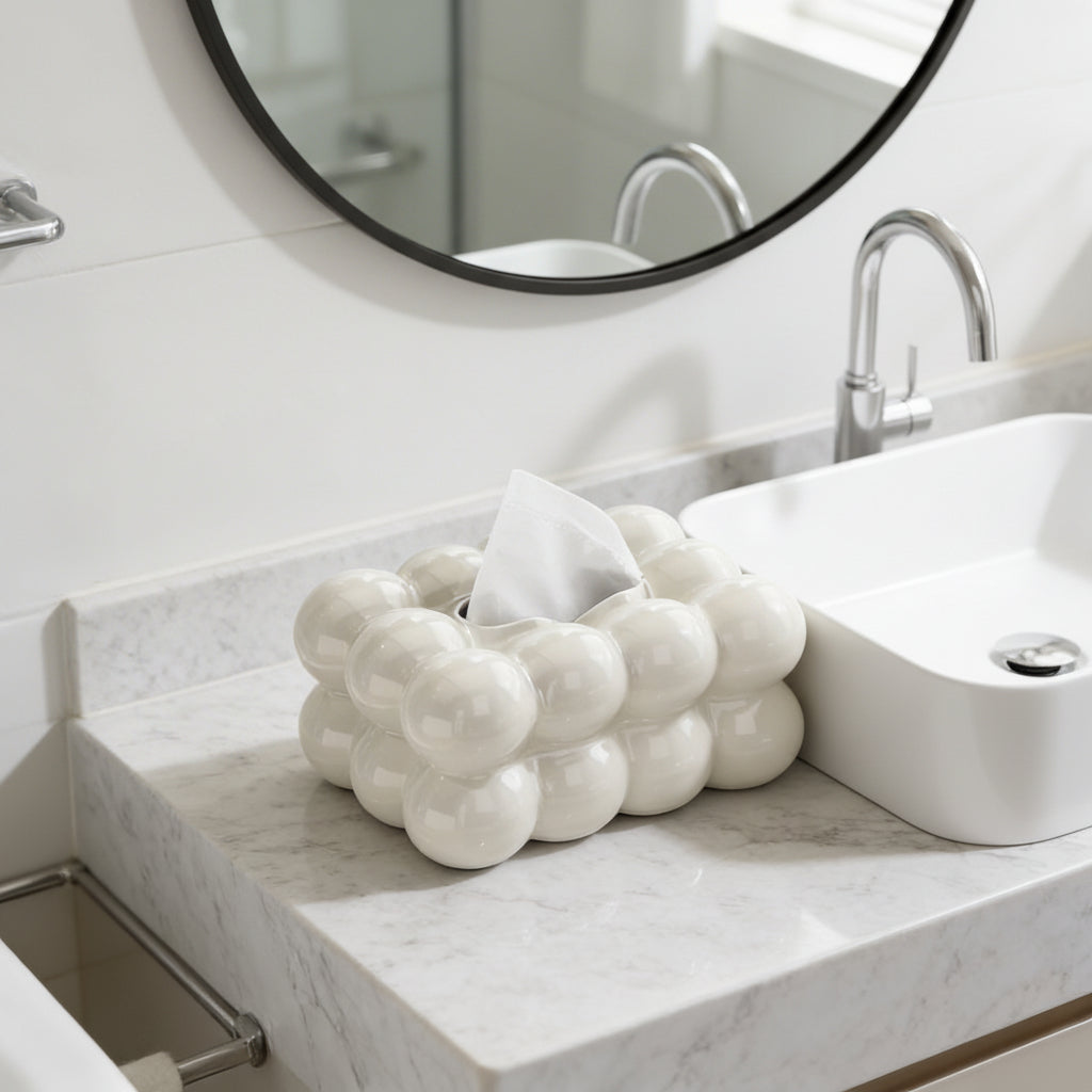 Boîte À Mouchoirs en Porcelaine Minimaliste | Élégance Moderne pour un Intérieur Chic 1