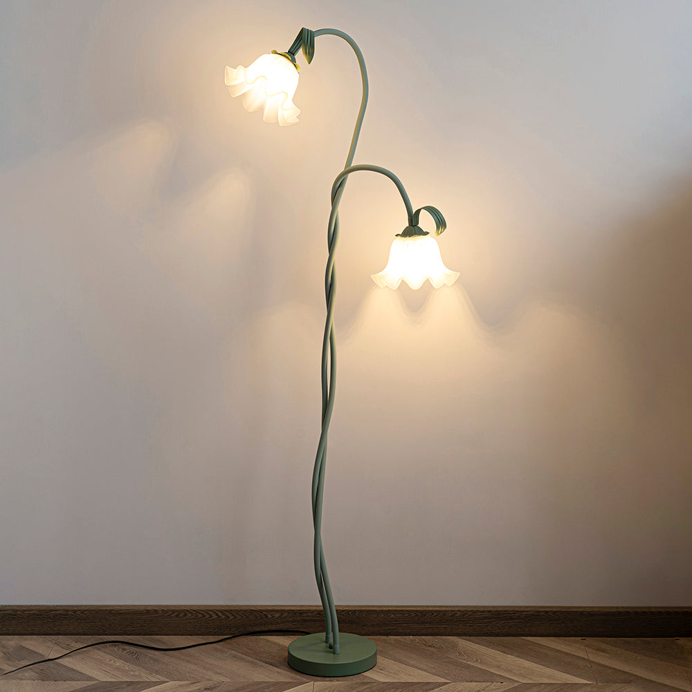 Botanical Metal Floor Lamp - Frosted Glass Shades 0