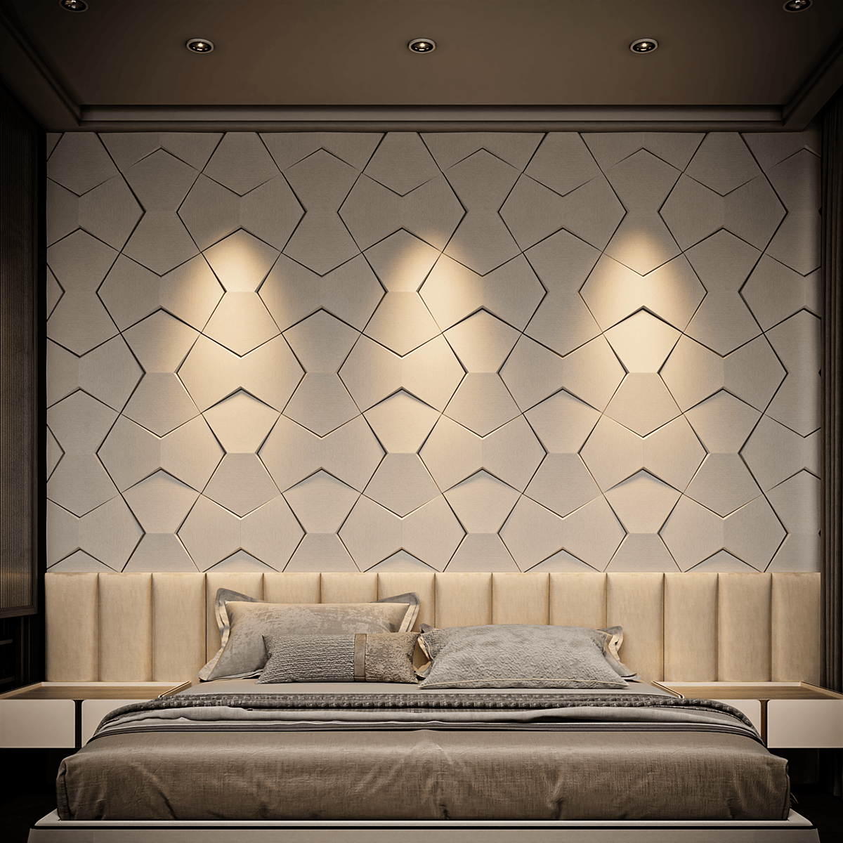 Geometric 3D Leather Wall Panel, 41 x 65 cm