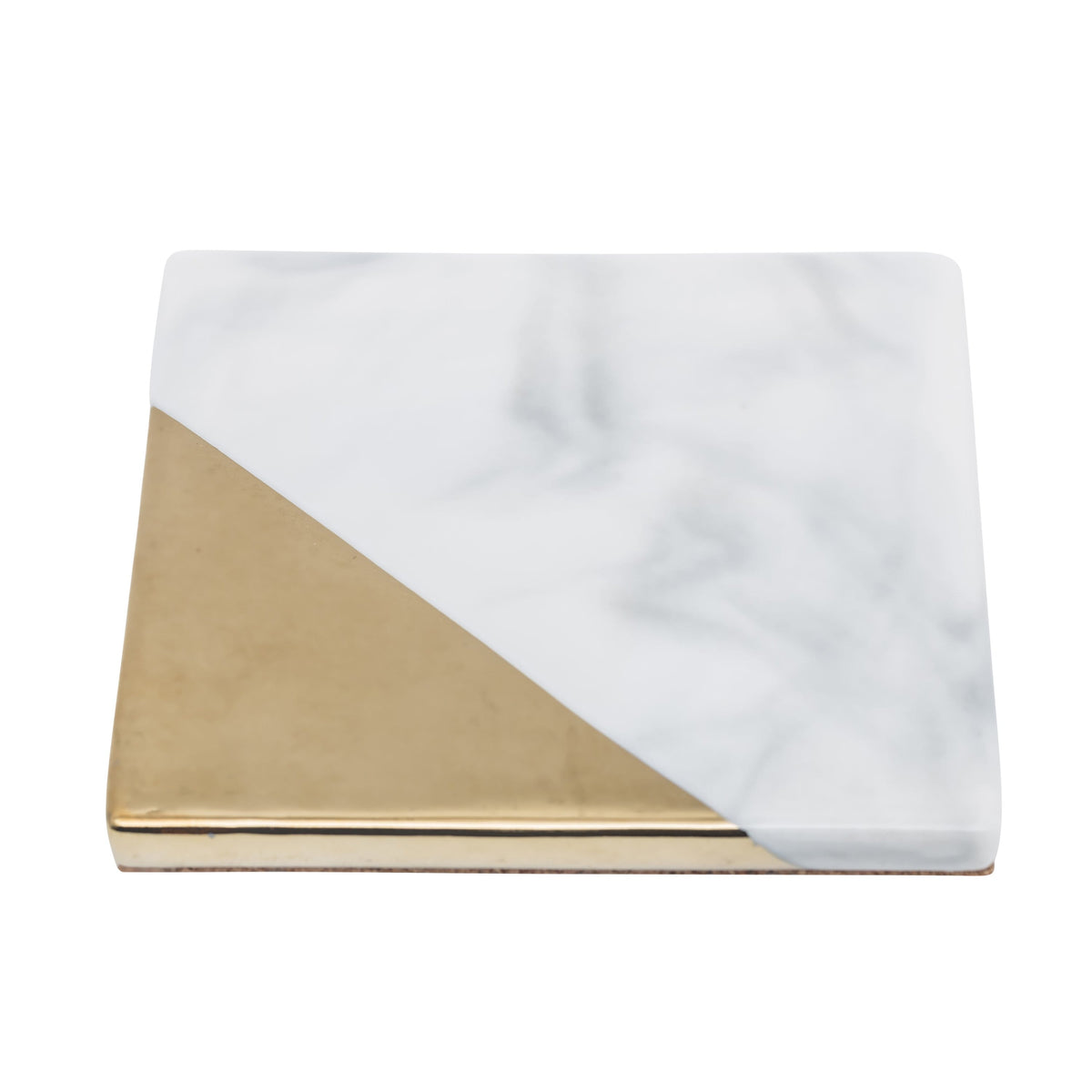 Marble-Effect and Gold Coaster, 4 Shapes