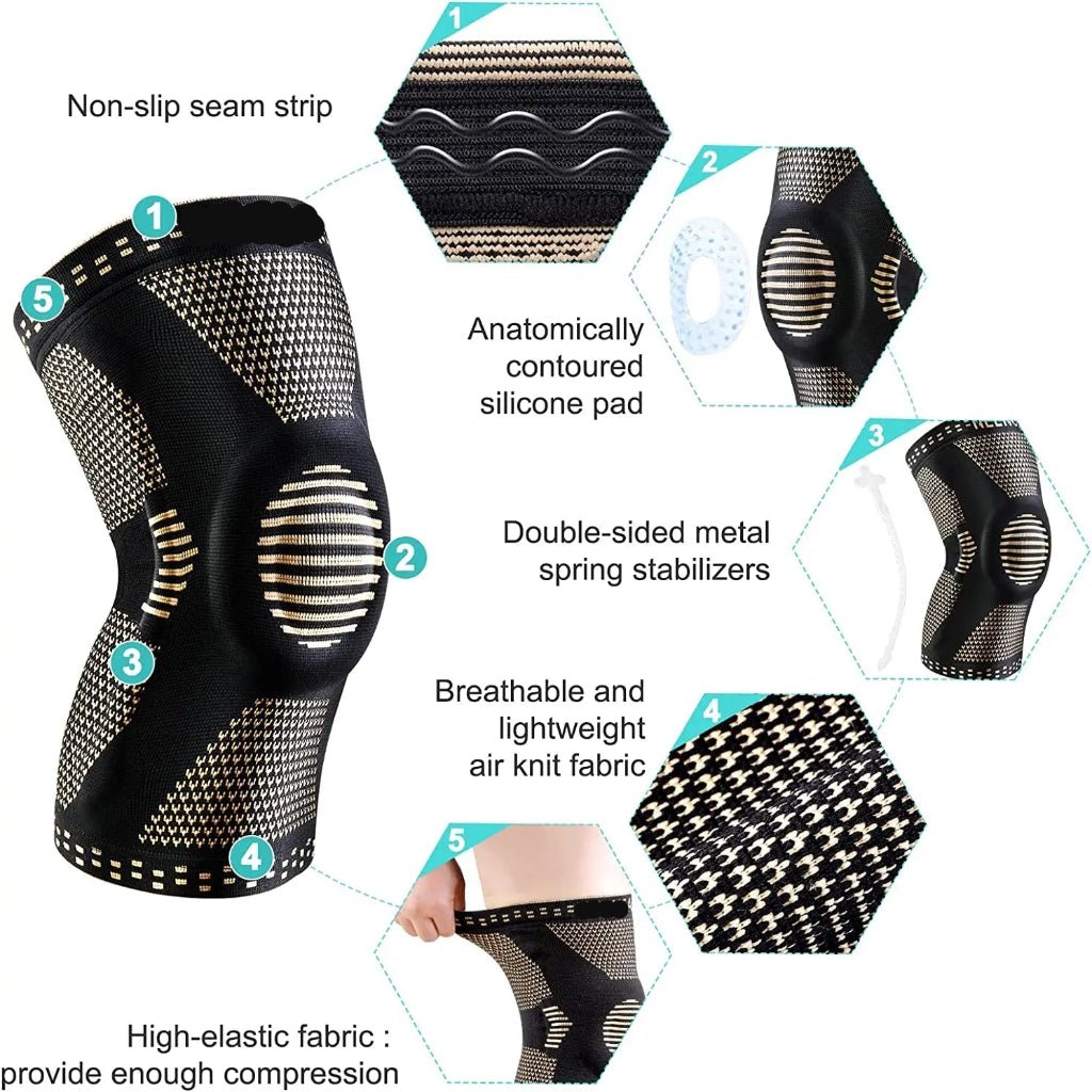 Neckpulse Genouillère en Cuivre avec Coussin Gel