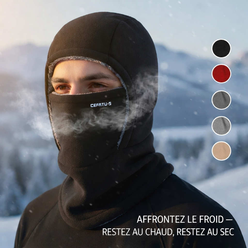 Cagoule thermique 3 en 1 en polaire coupe-vent