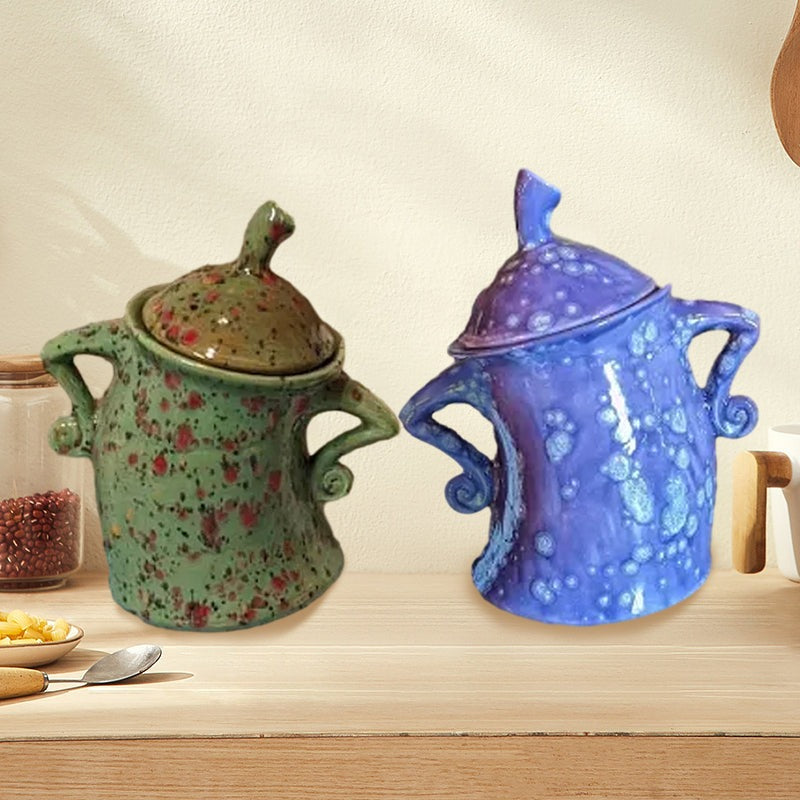 Decorative Lidded Kitchen Canister in Resin