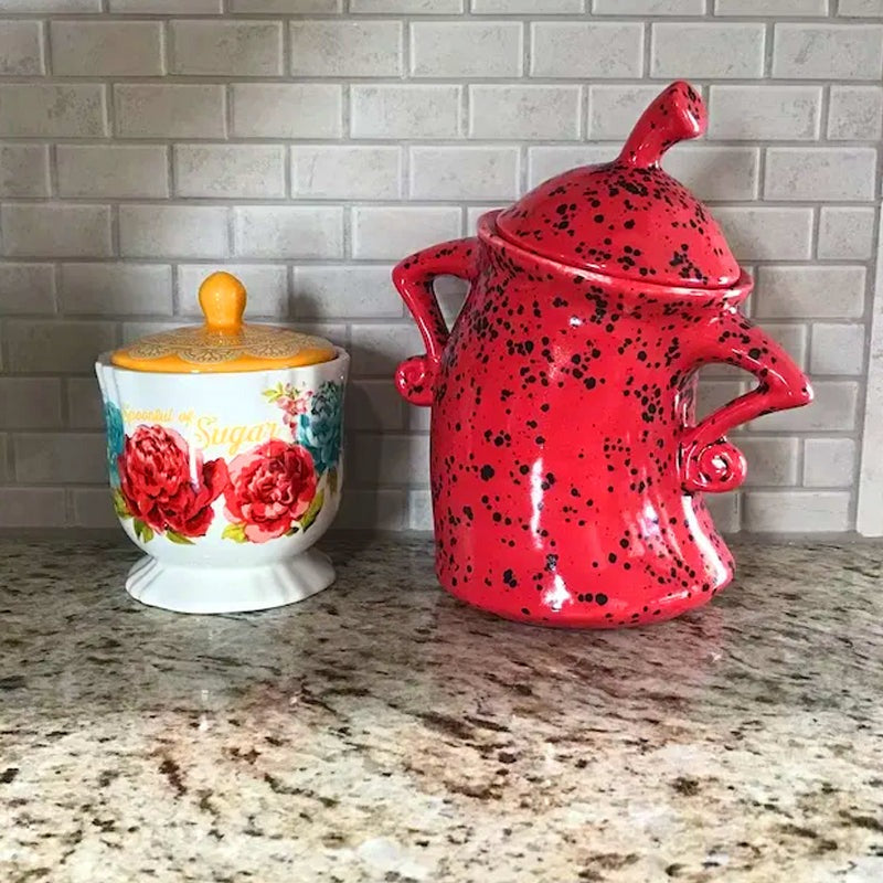 Decorative Lidded Kitchen Canister in Resin