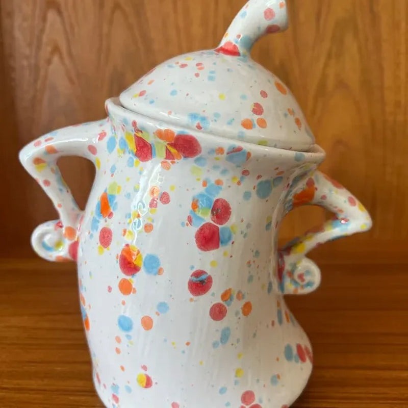 Decorative Lidded Kitchen Canister in Resin