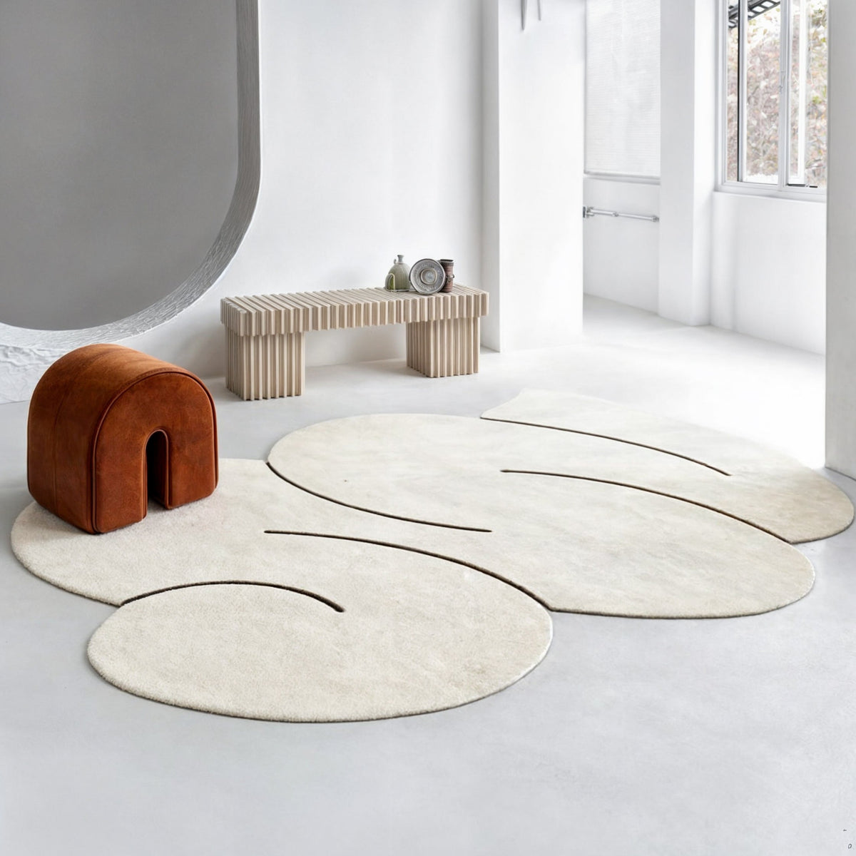 CozyNest - Tapis en Laine à Forme Organique