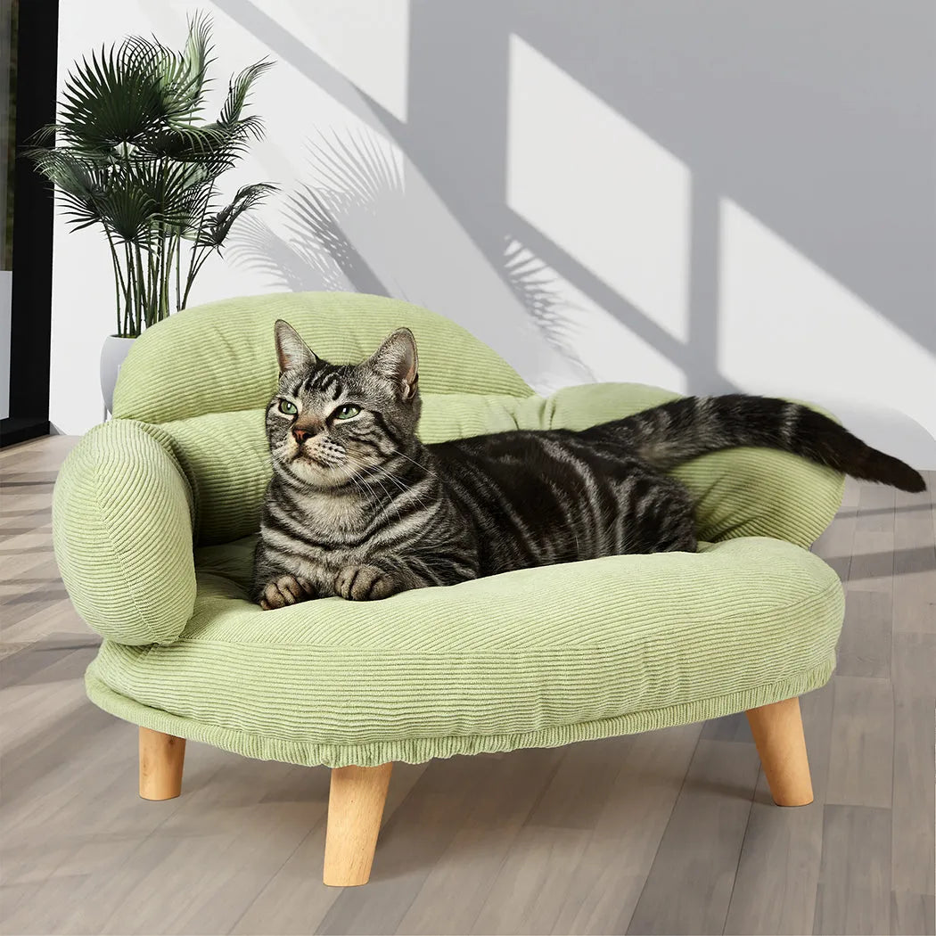Canapé surélevé pour chien et chat, pieds en bois
