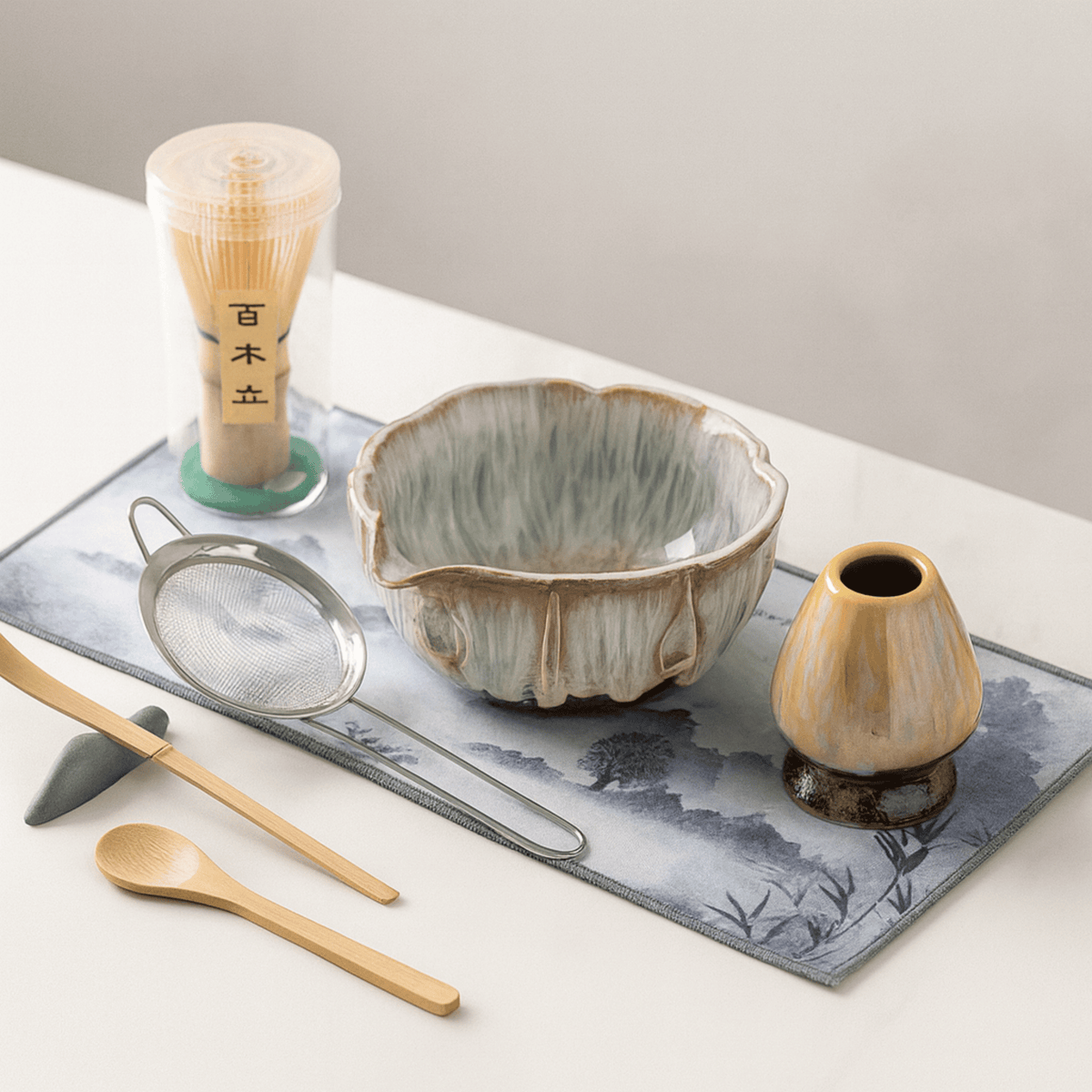 Matcha Preparation Set with Ceramic Bowl