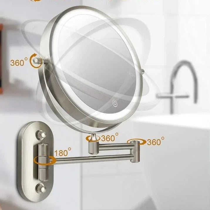 Chrome LED Vanity Mirror - Adjustable Magnification 6