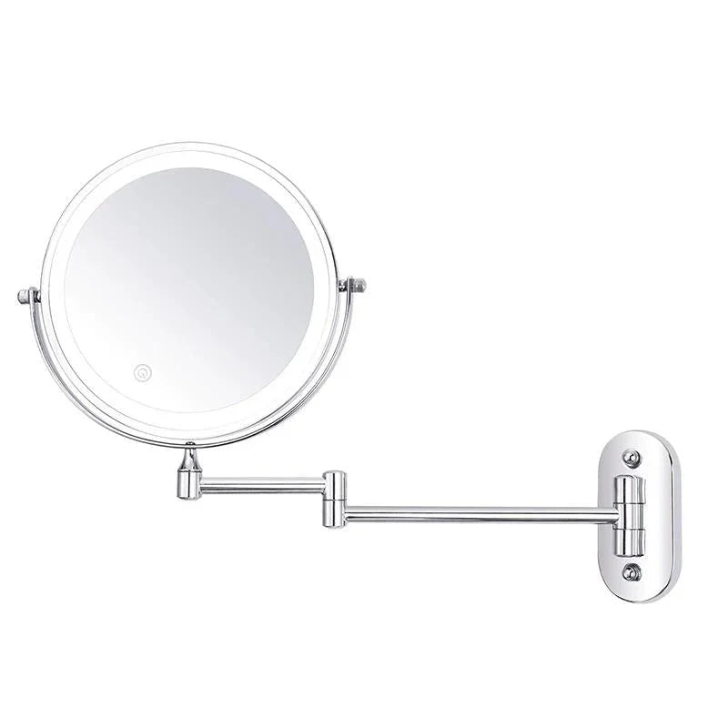 Chrome LED Vanity Mirror - Adjustable Magnification 7