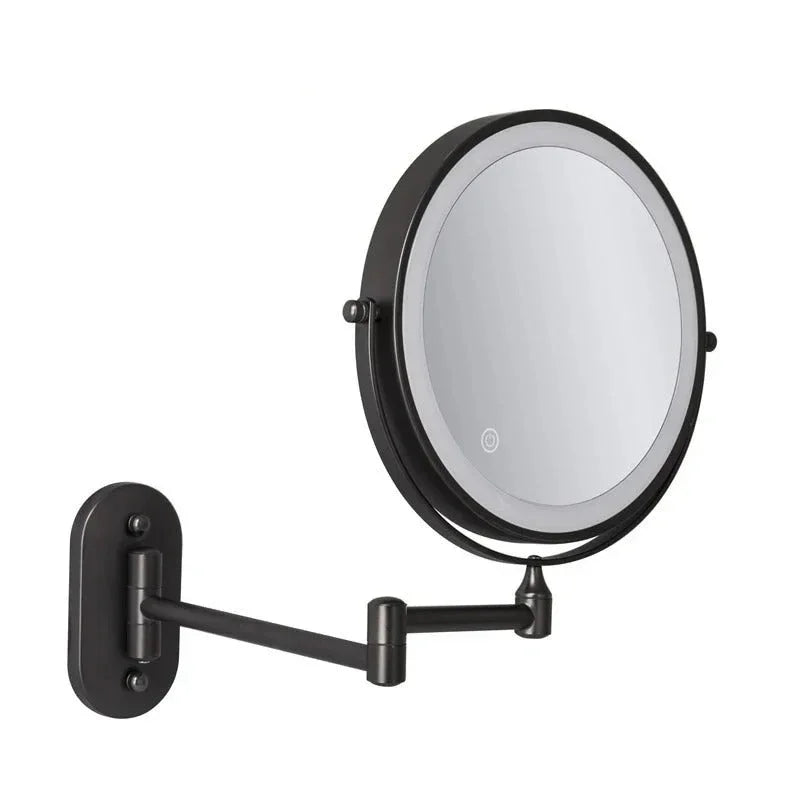 Chrome LED Vanity Mirror - Adjustable Magnification 8