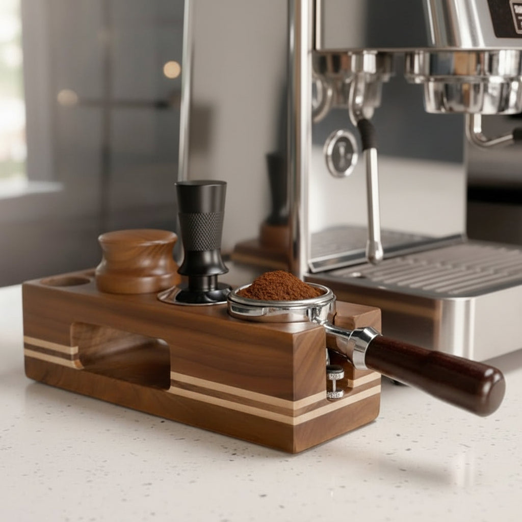 CoffeeCore | Support Doseur en Bois Élegant pour Accessoires Expresso | Organisation Chic pour un Coin Café Raffiné 1