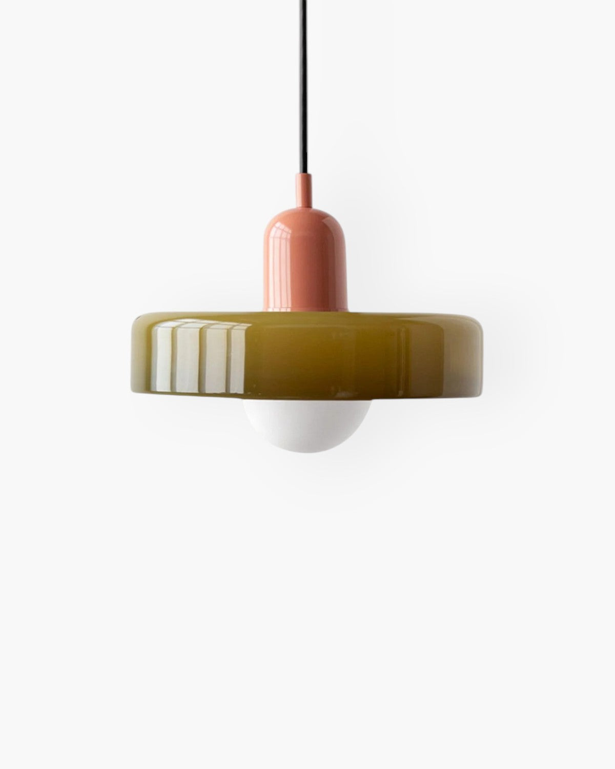 Suspension en verre bicolore, lumière chaude