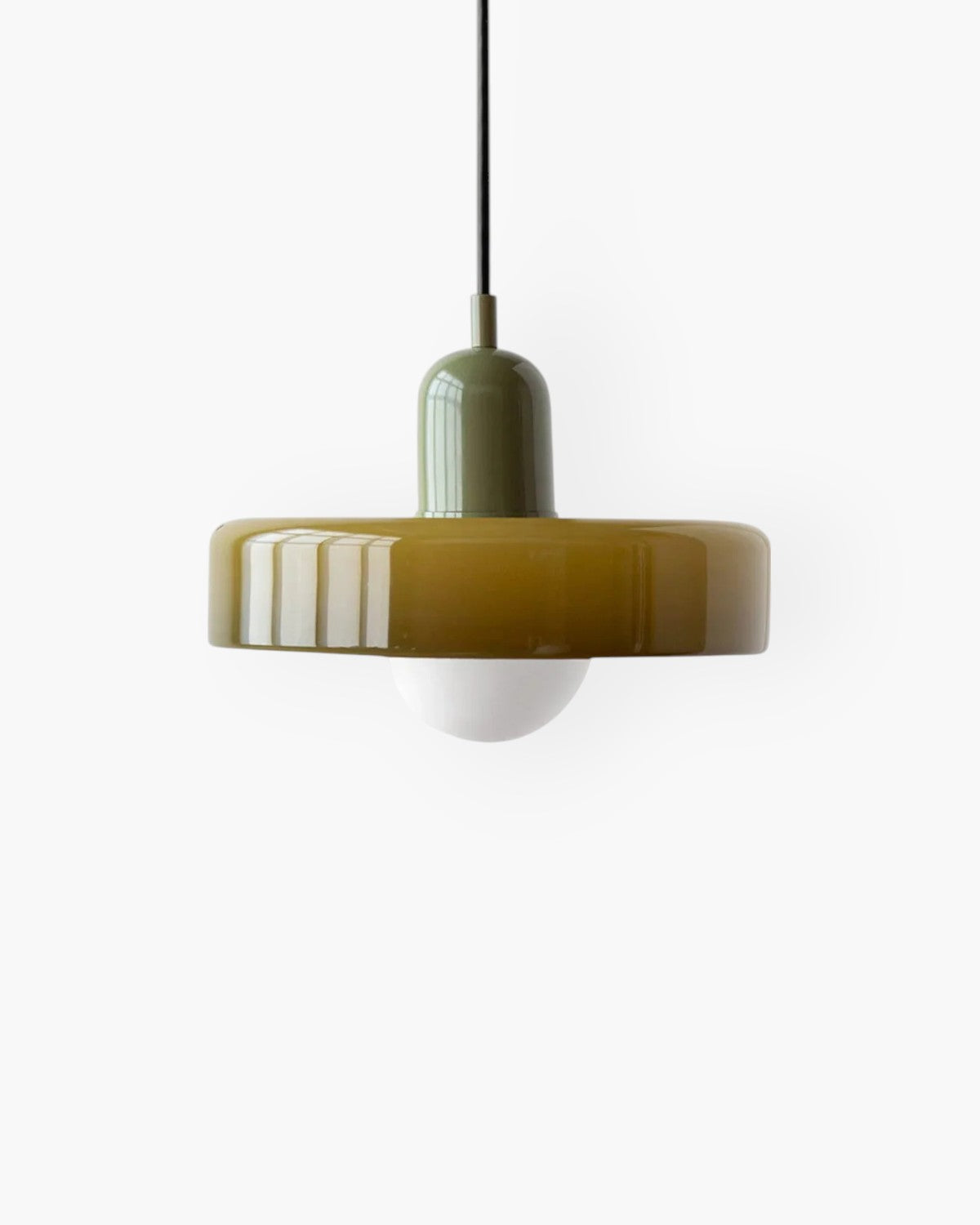 Suspension en verre bicolore, lumière chaude