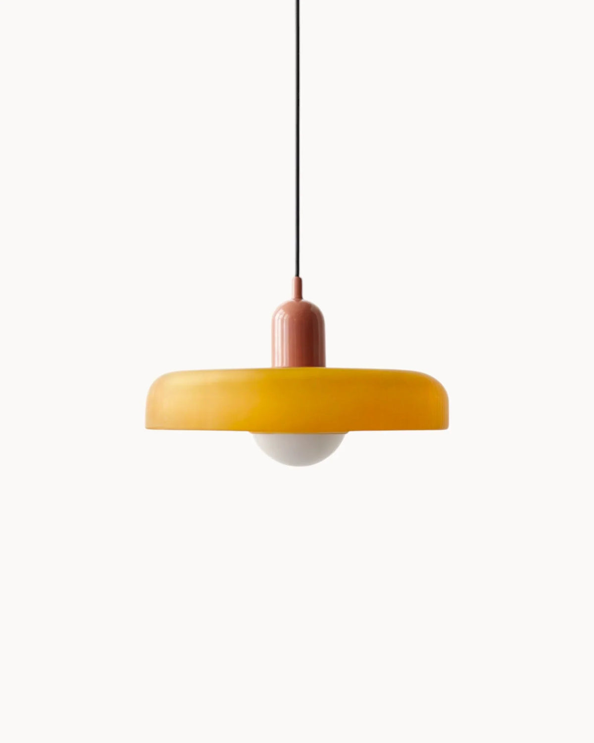 Suspension en verre bicolore, lumière chaude