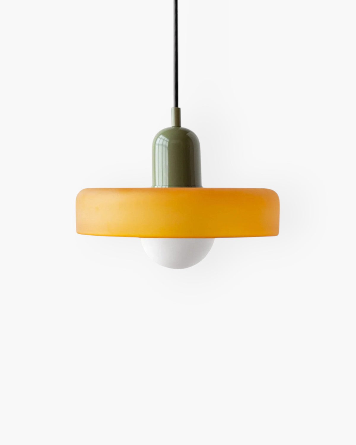 Suspension en verre bicolore, lumière chaude