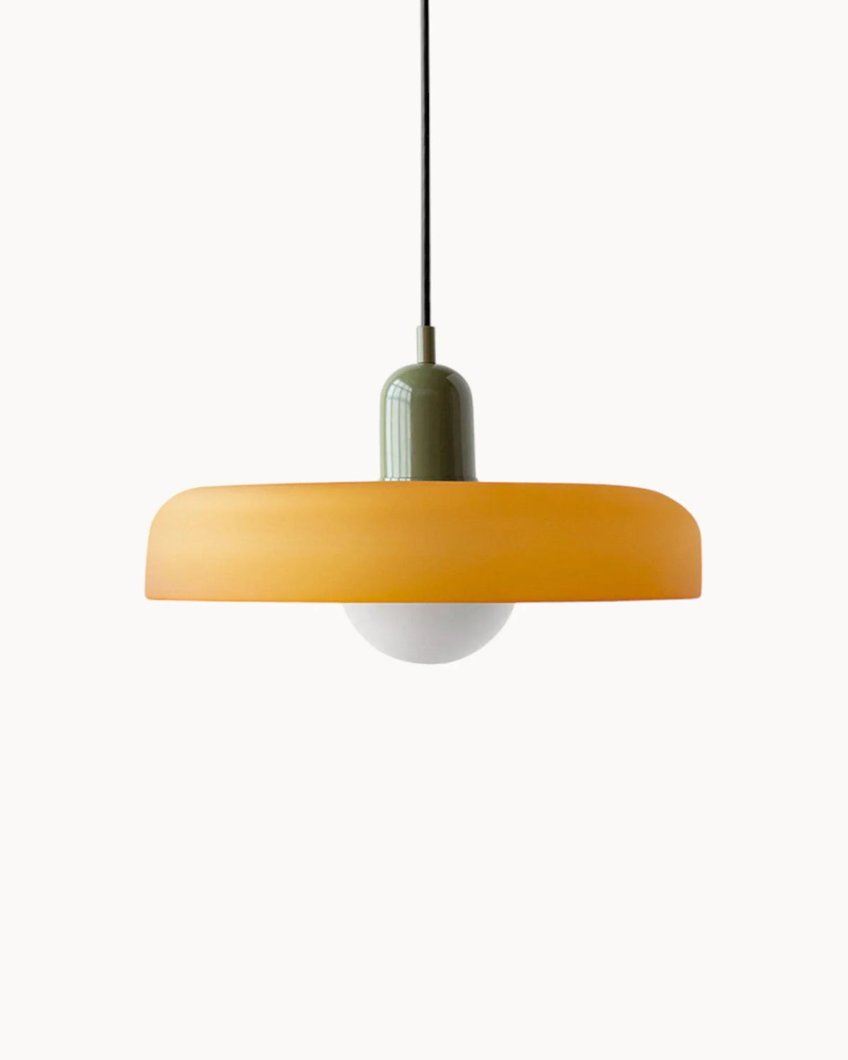 Suspension en verre bicolore, lumière chaude