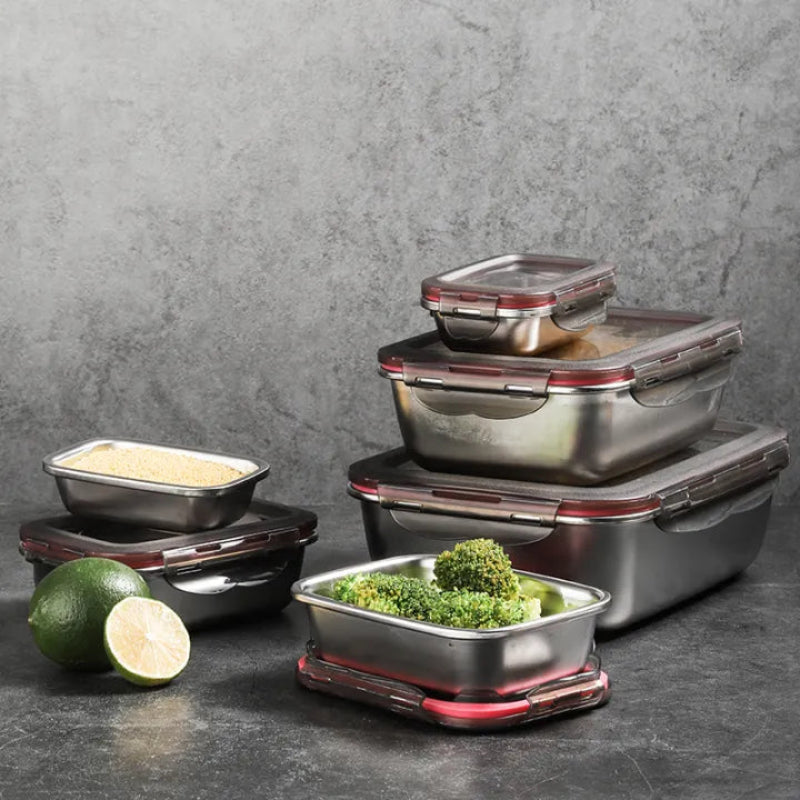 Contenants Hermétiques en Acier Inoxydable | Design Élégant et Minimaliste pour un Stockage Alimentaire Pratique 0