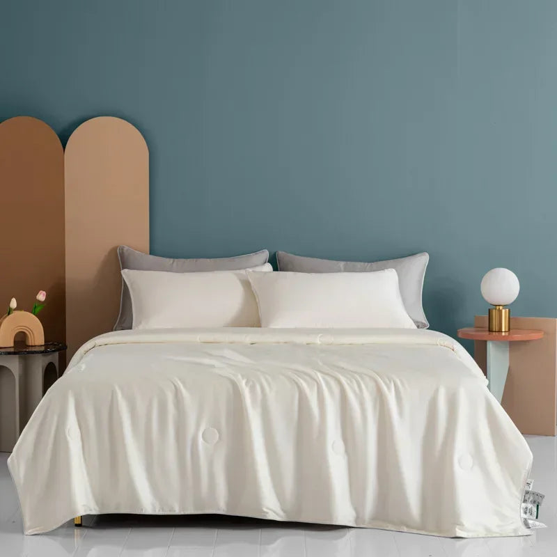 Couverture en Soie Glacée Double Face | Confort Thermique et Élégance pour des Nuits d'Été Apaisantes 7