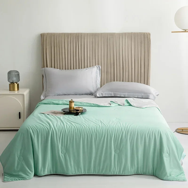 Couverture en Soie Glacée Double Face | Confort Thermique et Élégance pour des Nuits d'Été Apaisantes 8