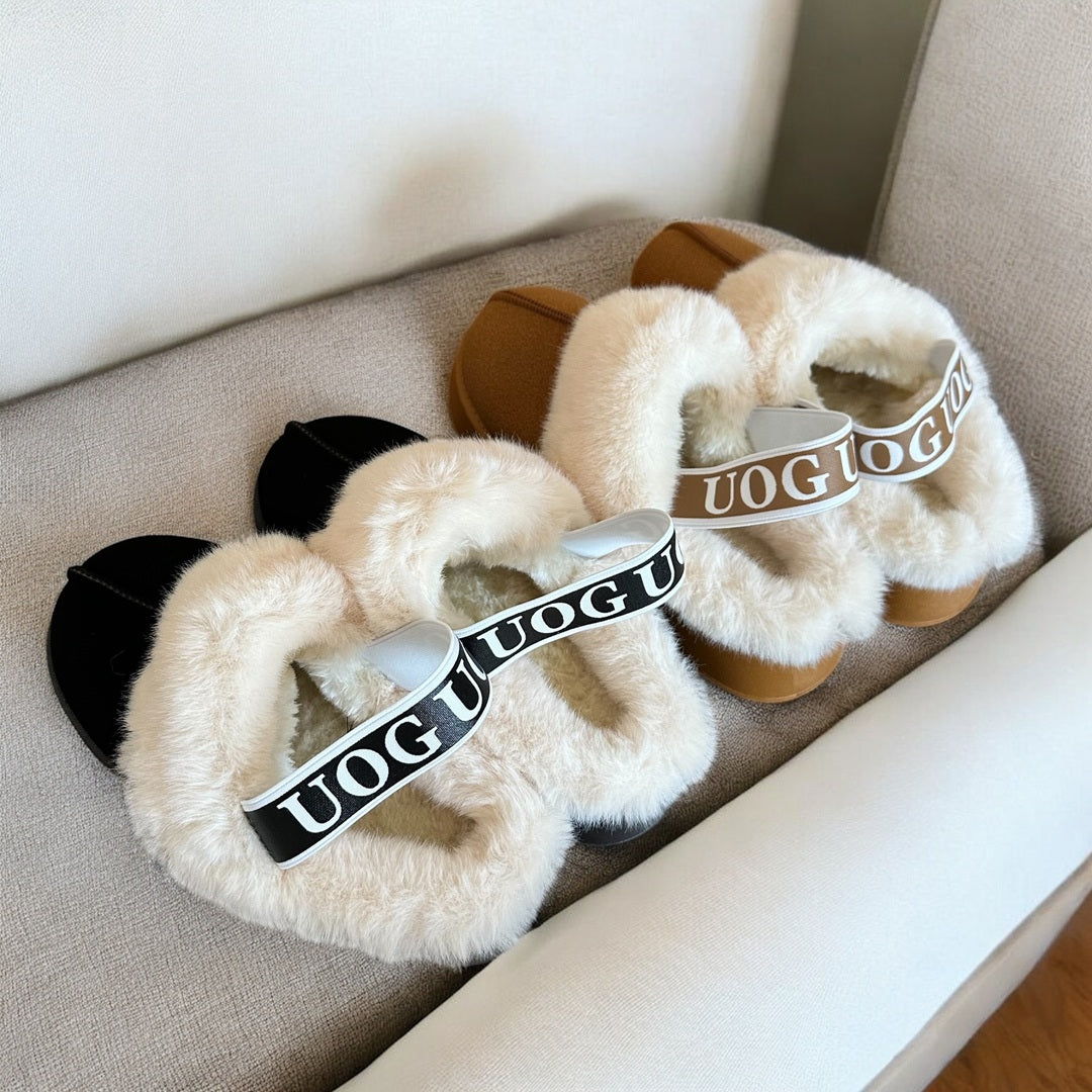 Cozy Plush Fur-Lined Slippers - Comfortable Slip-On Footwear for Autumn and Winter