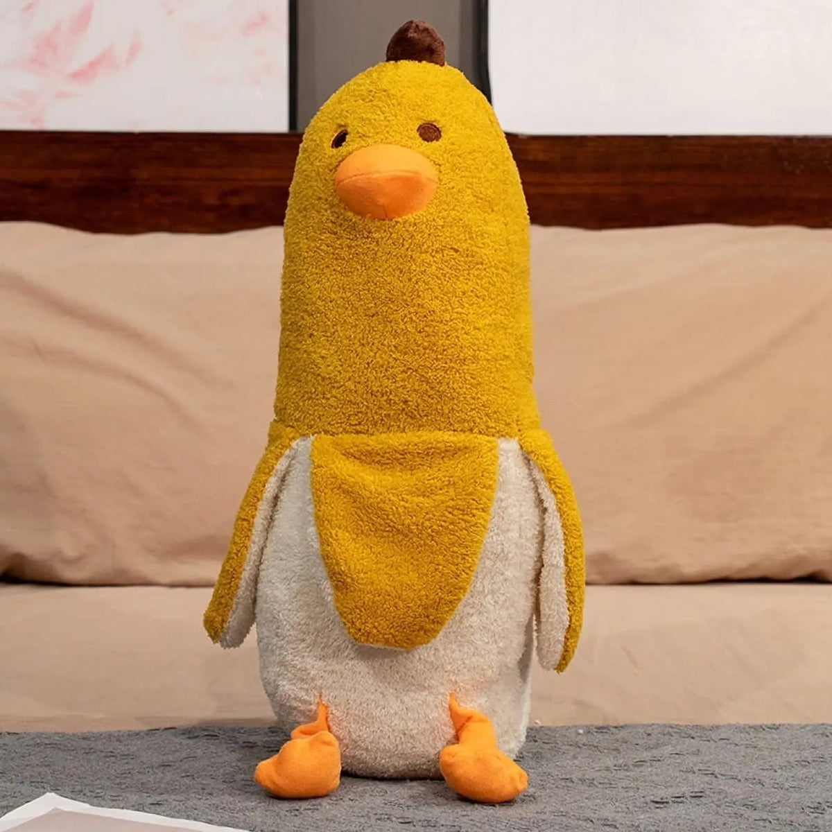 Coussin peluche banane et canard, 50 cm