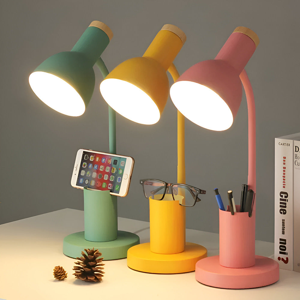 Lampe de bureau LED nordique avec porte-stylos