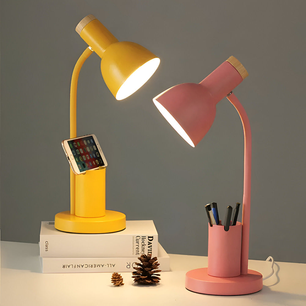 Lampe de bureau LED nordique avec porte-stylos