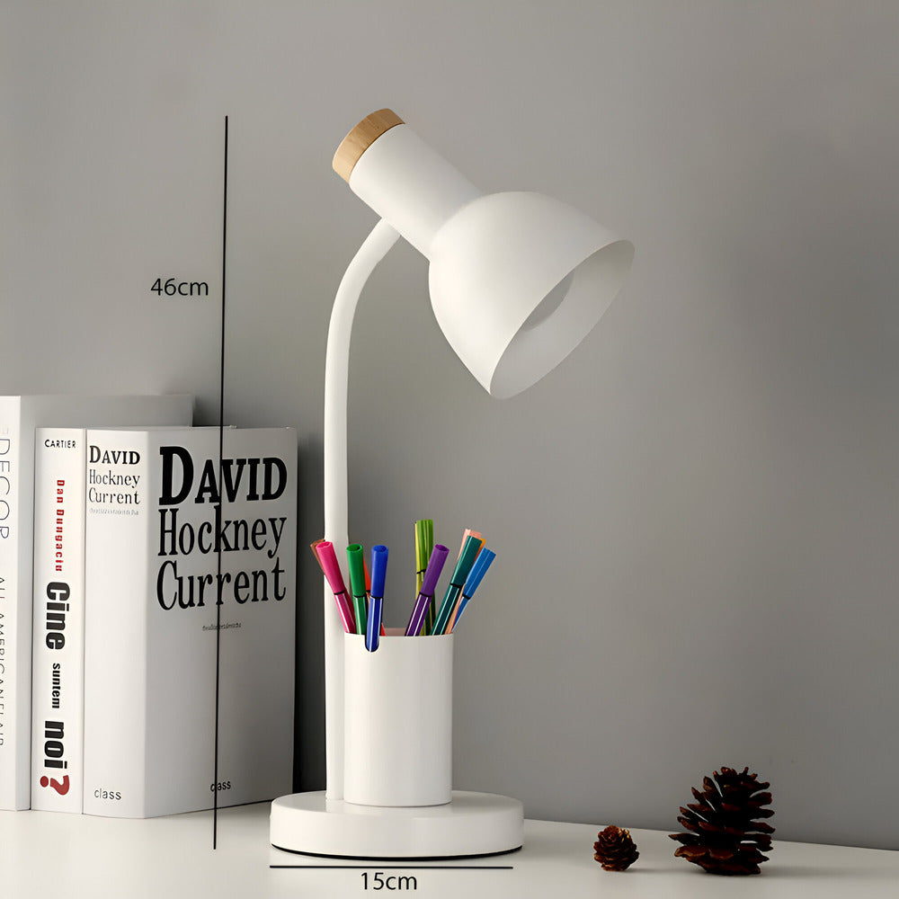 Lampe de bureau LED nordique avec porte-stylos