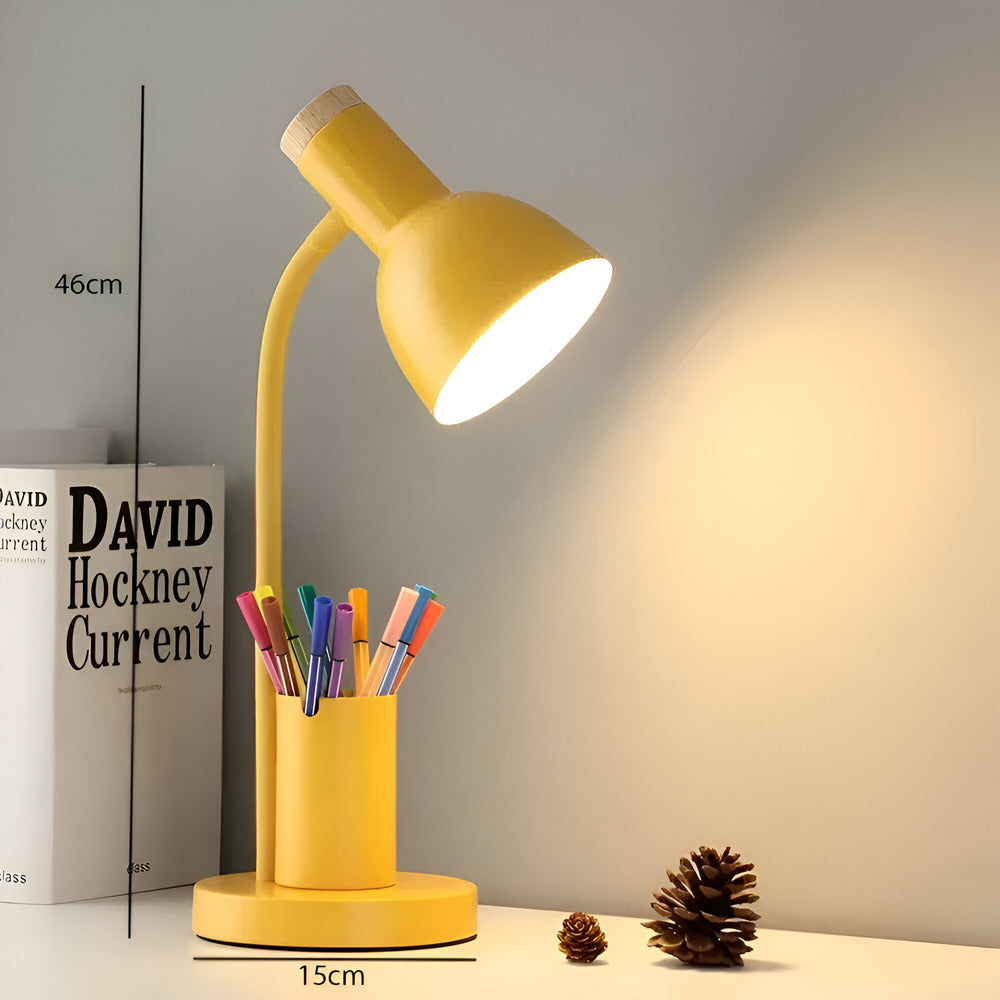 Lampe de bureau LED nordique avec porte-stylos