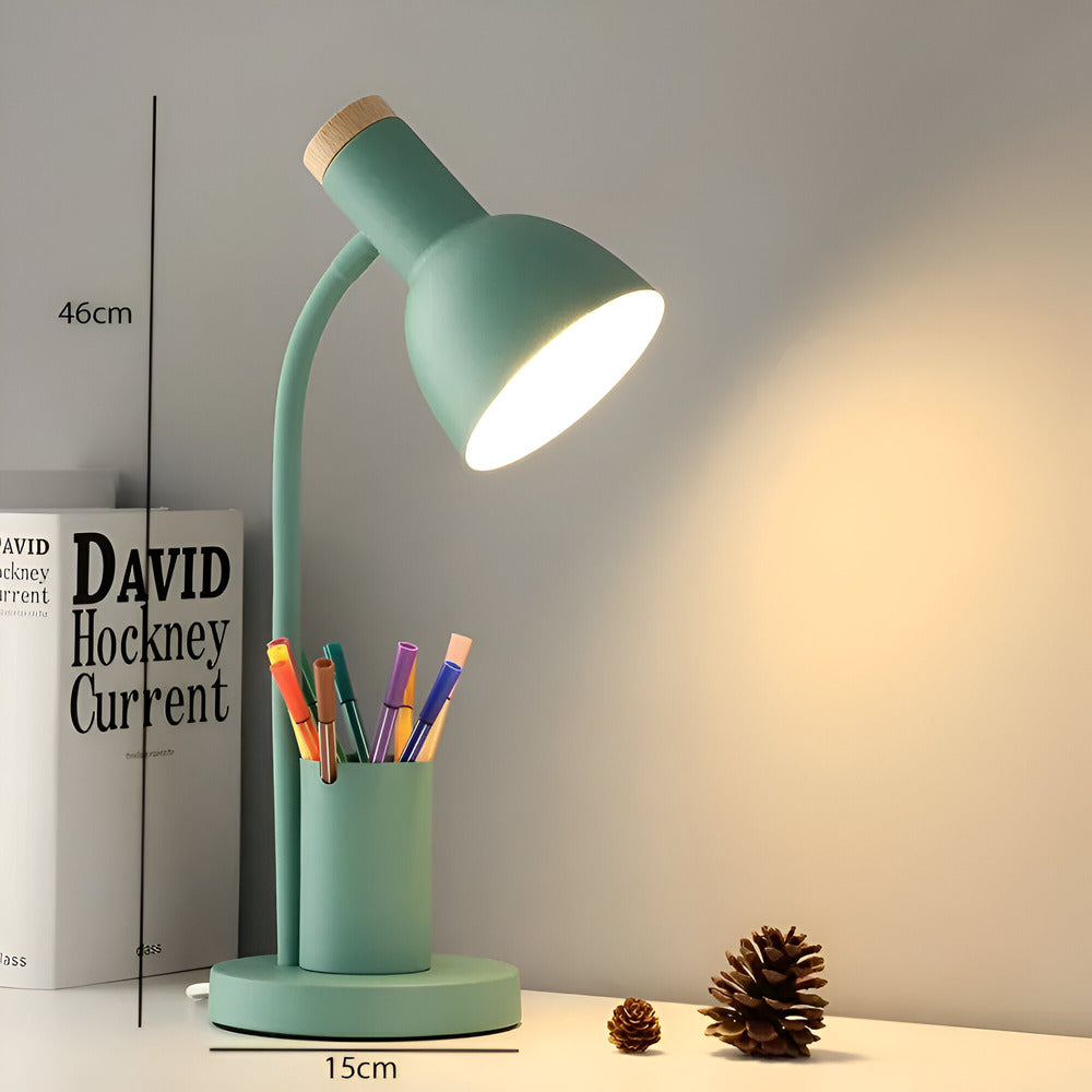 Lampe de bureau LED nordique avec porte-stylos