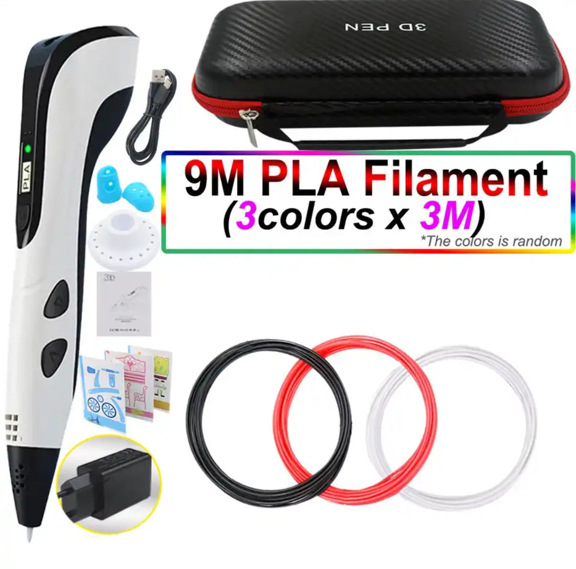 Stylo 3D avec écran LED et filament PLA - White